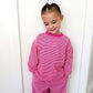 Pink Striped Lounge Set - Optional Custom Embroidery