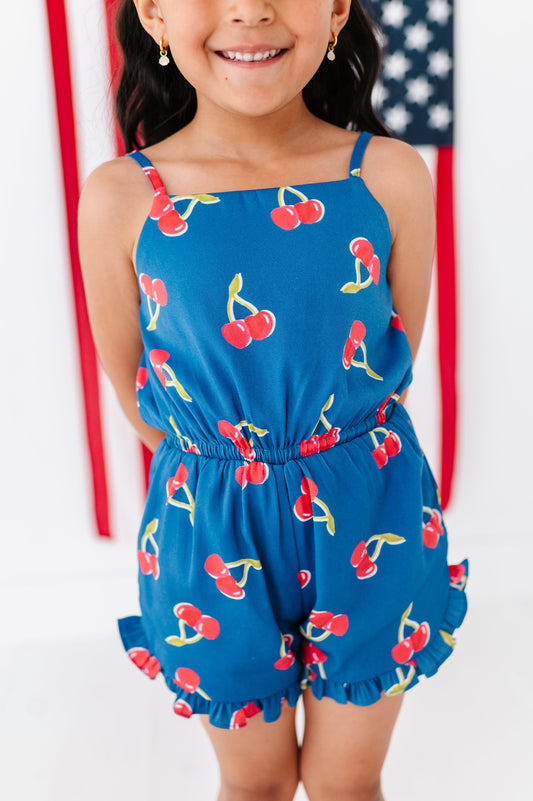 Very Cherry (NAVY) | Ruffle Romper