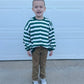 Green Striped Crewneck Sweatshirt - Optional Custom Embroidery