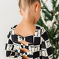 Checkered Bow | CROPPED Bow Back Long Sleeve Top