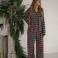 Women's Bamboo Button Up Lounge Set | Holiday Stripe