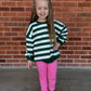 Green Striped Crewneck Sweatshirt - Optional Custom Embroidery