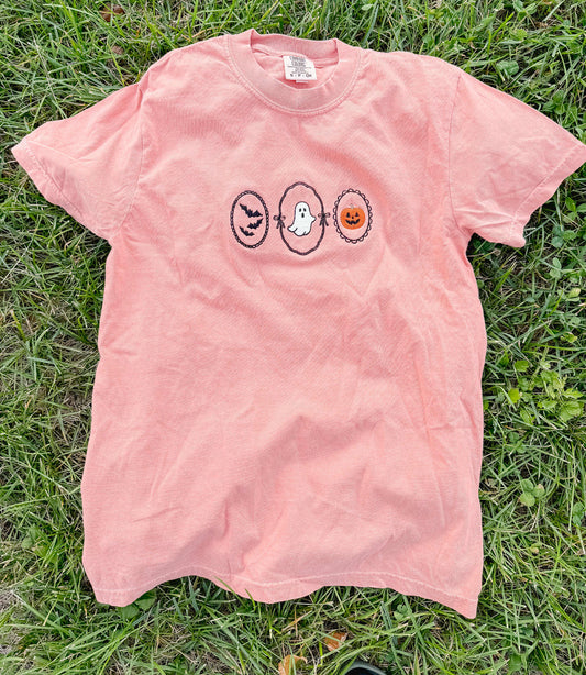 Embroidered Women's Vintage Halloween on Comfort Colors Tee or Crewneck