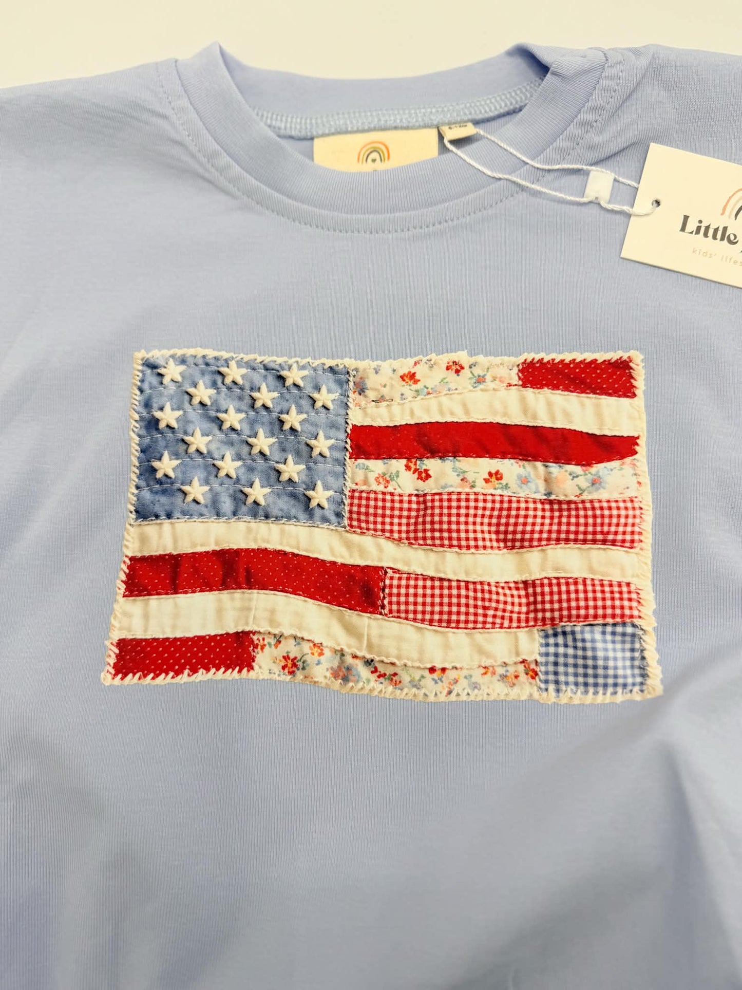 4th of July Quilted Flag Tee or Bubble Romper
