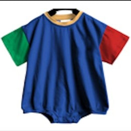 PREORDER Blank Colorblock T-Shirt Romper or Oversized Tee & Biker Set - 90s *Closes 6/5*