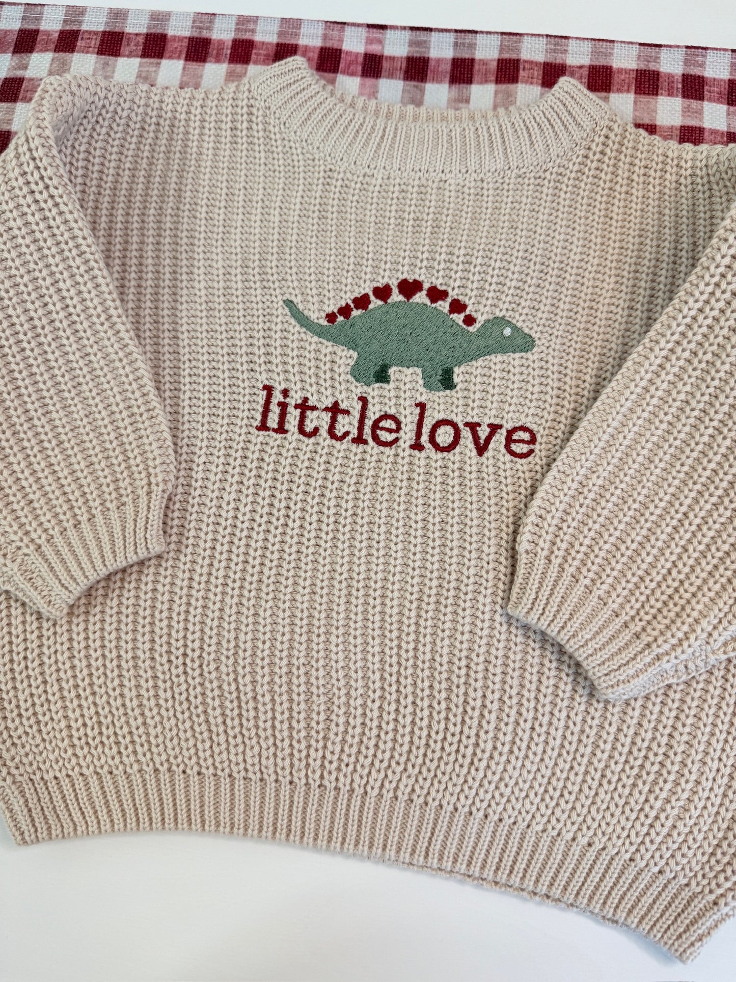 Custom Embroidered Valentine's Knit Sweater - Cream