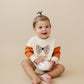 Custom Embroidered Orange Colorblock Crewneck Sweatshirt or Romper - Floral Bow Embroidery
