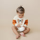 Custom Embroidered Orange Colorblock Crewneck Sweatshirt or Romper - Floral Bow Embroidery