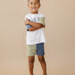 Custom Embroidery Colorblock Oversized Tee and Shorts Set