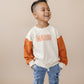 Custom Embroidered Orange Colorblock Crewneck Sweatshirt or Romper