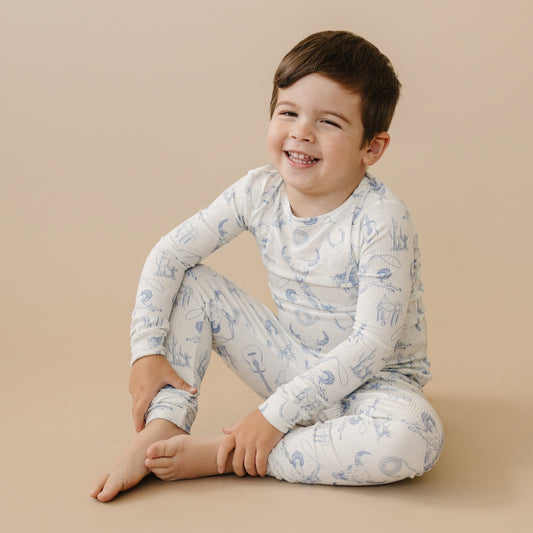 Blushing Bows – 2-teiliges Pyjama-Set aus geripptem Bambus