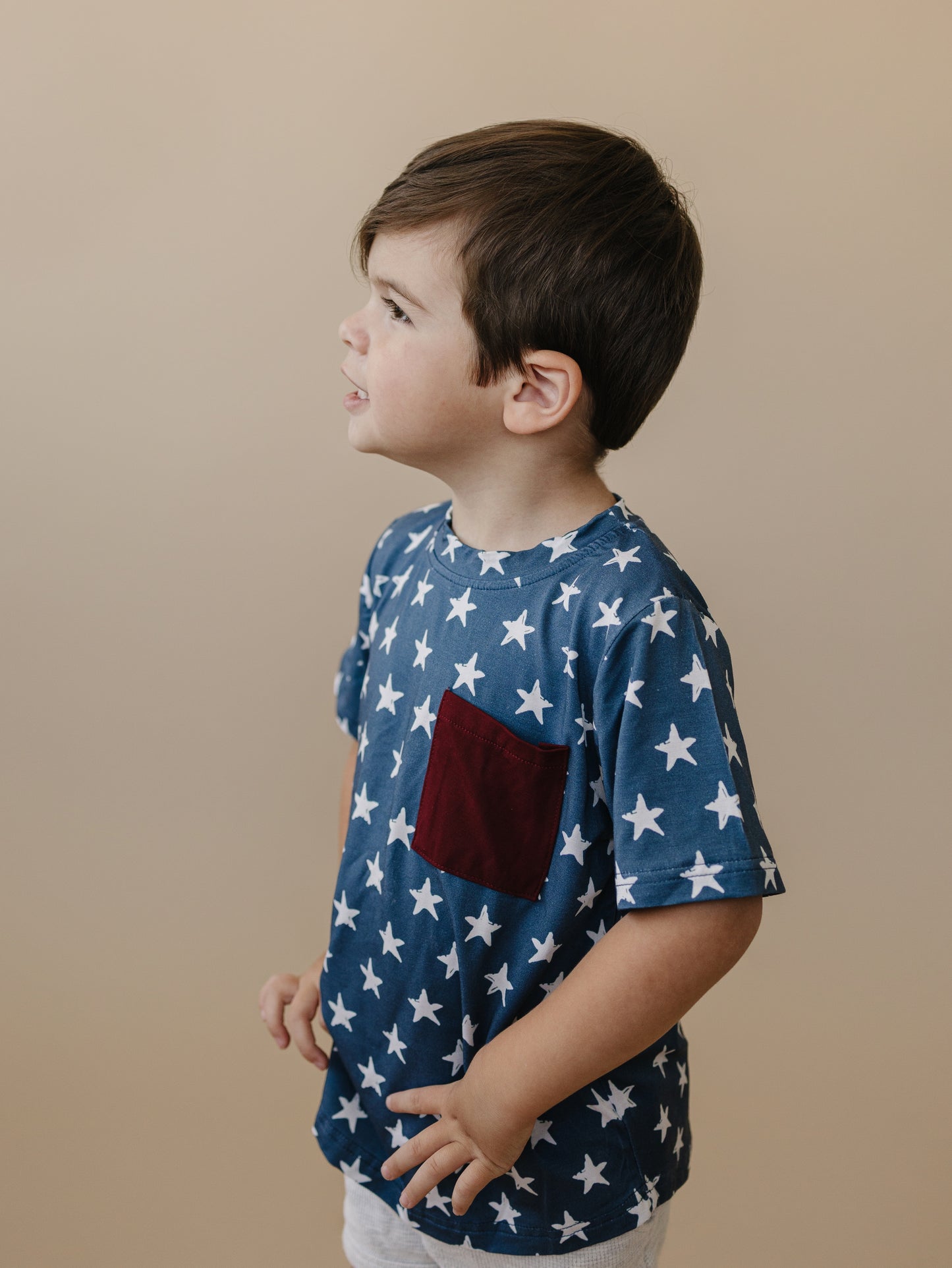 Navy Stars 4th of July Bamboo Pocket Tee