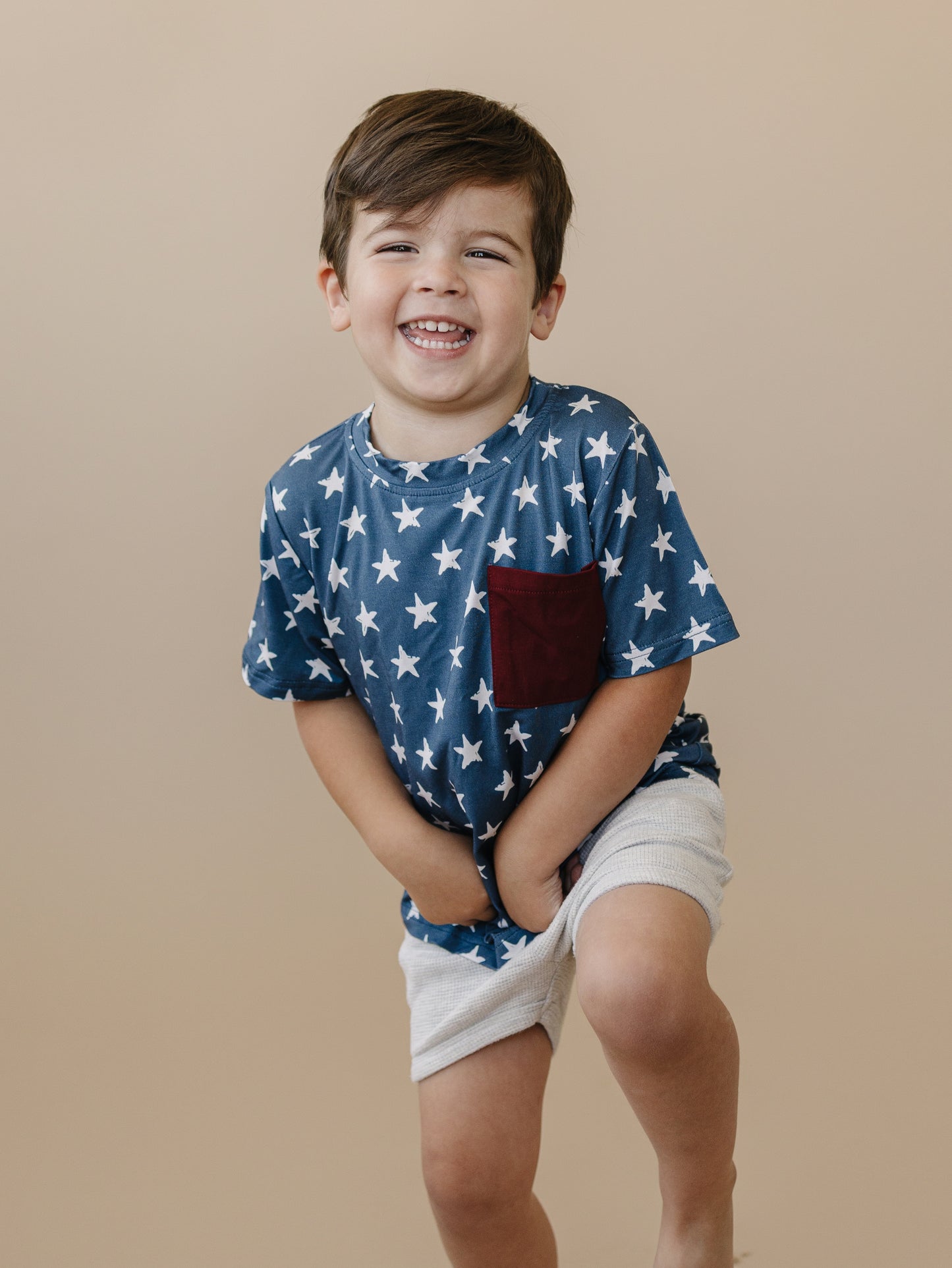 Navy Stars 4th of July Bamboo Pocket Tee