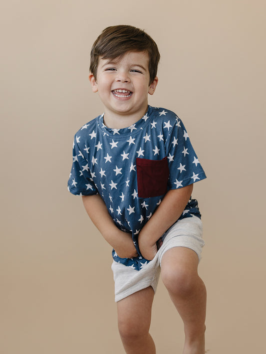 Navy Stars 4th of July Bamboo Pocket Tee