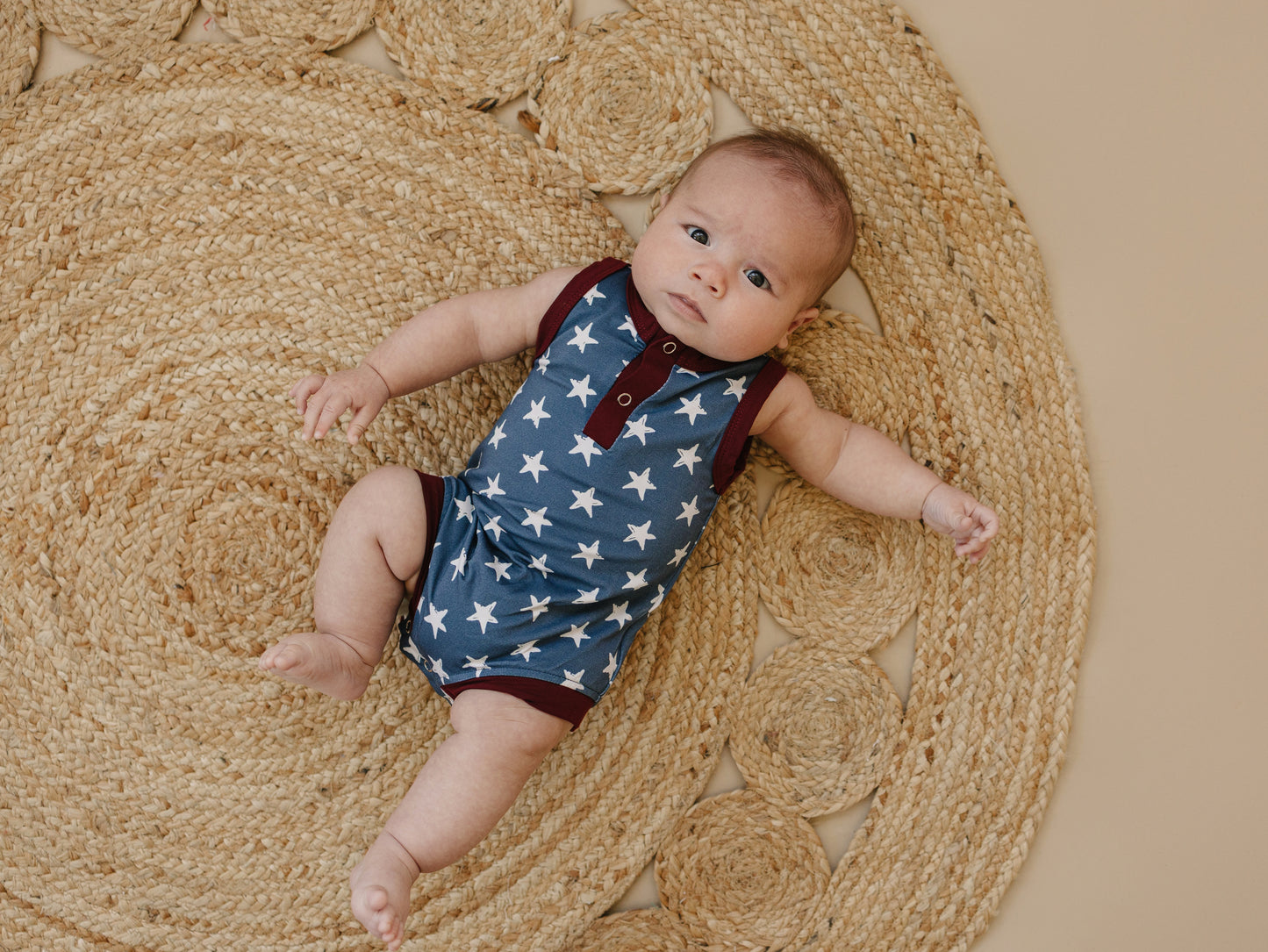 Navy Stars Henley Bamboo Romper