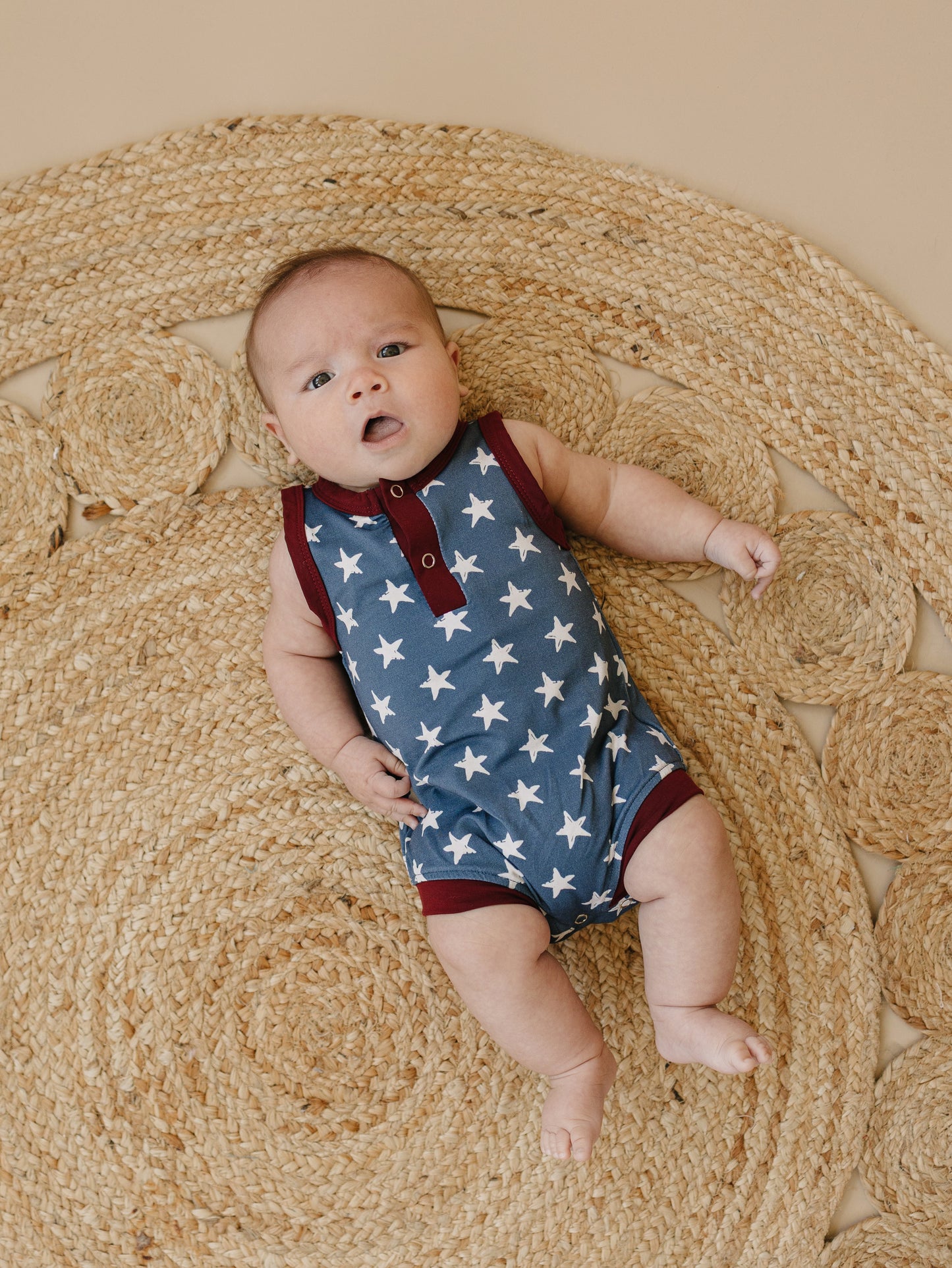 Navy Stars Henley Bamboo Romper