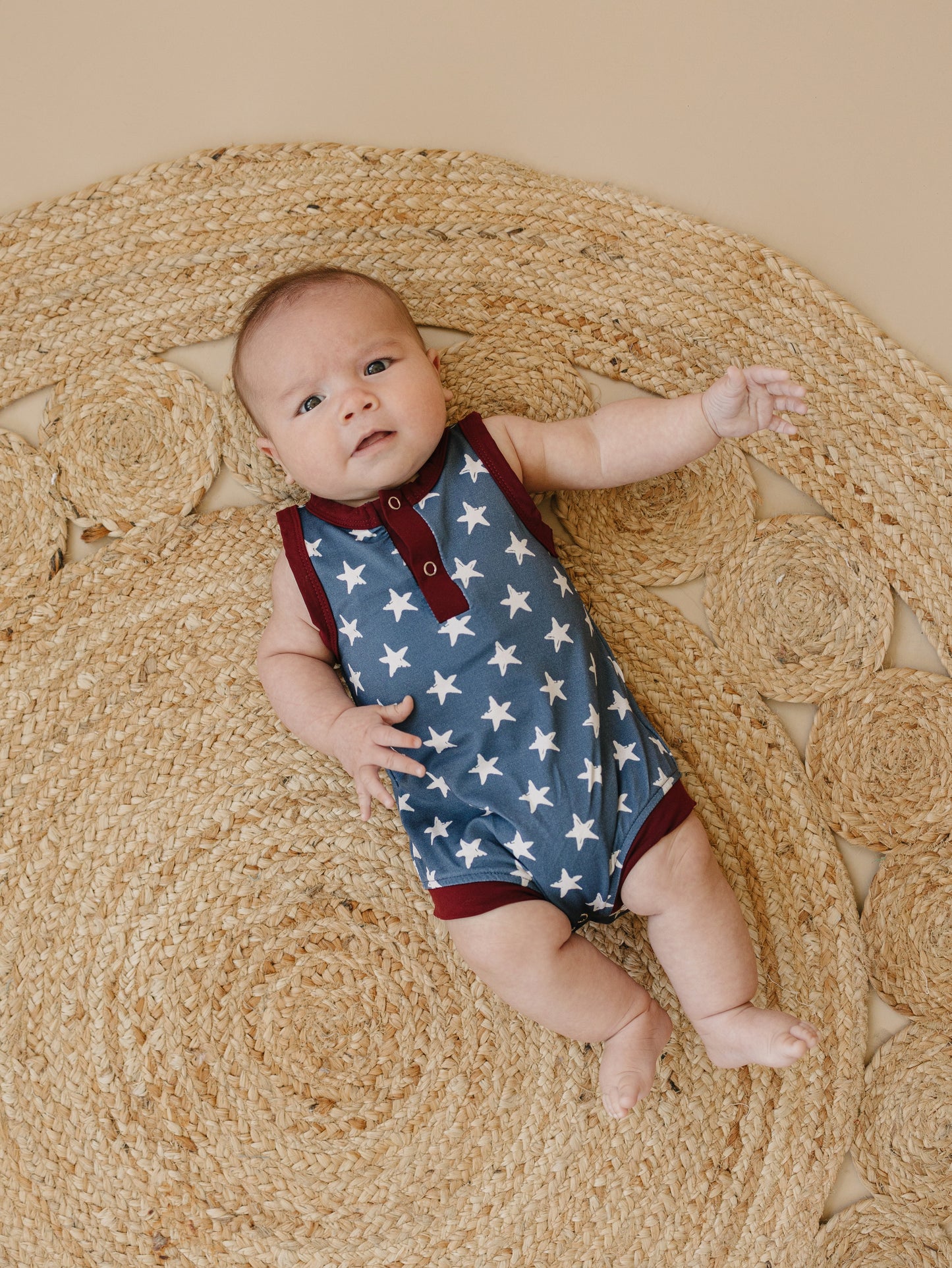 Navy Stars Henley Bamboo Romper