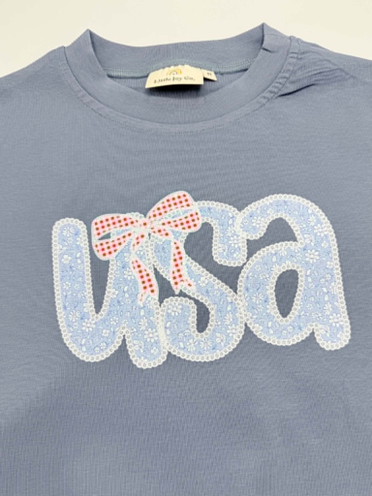 Lace Floral USA 4th of July Oversized Tee or T-Shirt Bubble Romper