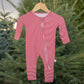 Bamboo Zip Pajamas | Peppermint Stripe Ribbed