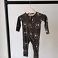 Bamboo Zip Pajamas | Charcoal & White ff Smile