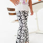 Retro Black and White Floral Flares