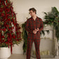 Men's Bamboo Button Up Lounge Set | Christmas Plaid
