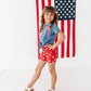 RED Stripe Bow (navy shirt) | Girls Tie-Front Shirt