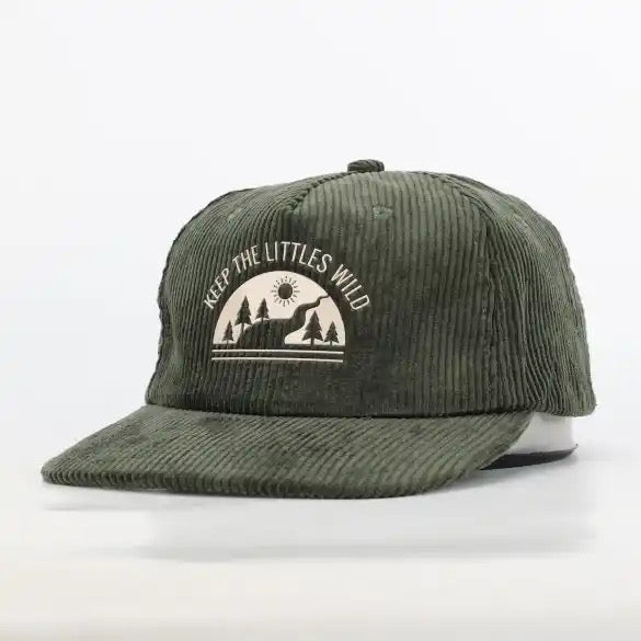 Green Rivers corduroy SnapBack hat for toddlers and youth