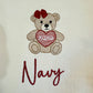 Custom Embroidered Valentine's Day Sweatshirt or Sweatshirt Romper - Bear with or without bow