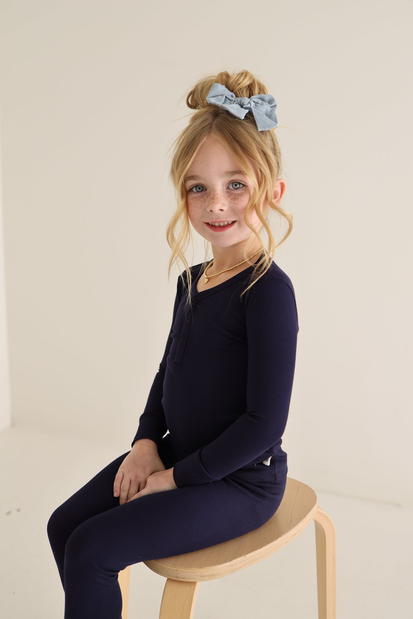 Bamboo Two Piece Pajamas | Blueberry Ribbed
