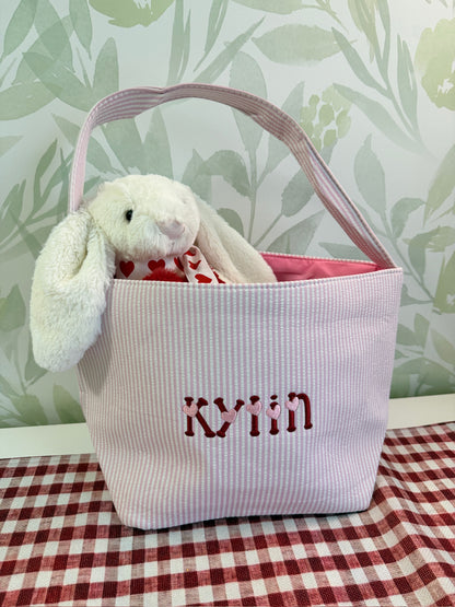 Custom Embroidered Valentine's Basket - More Colors