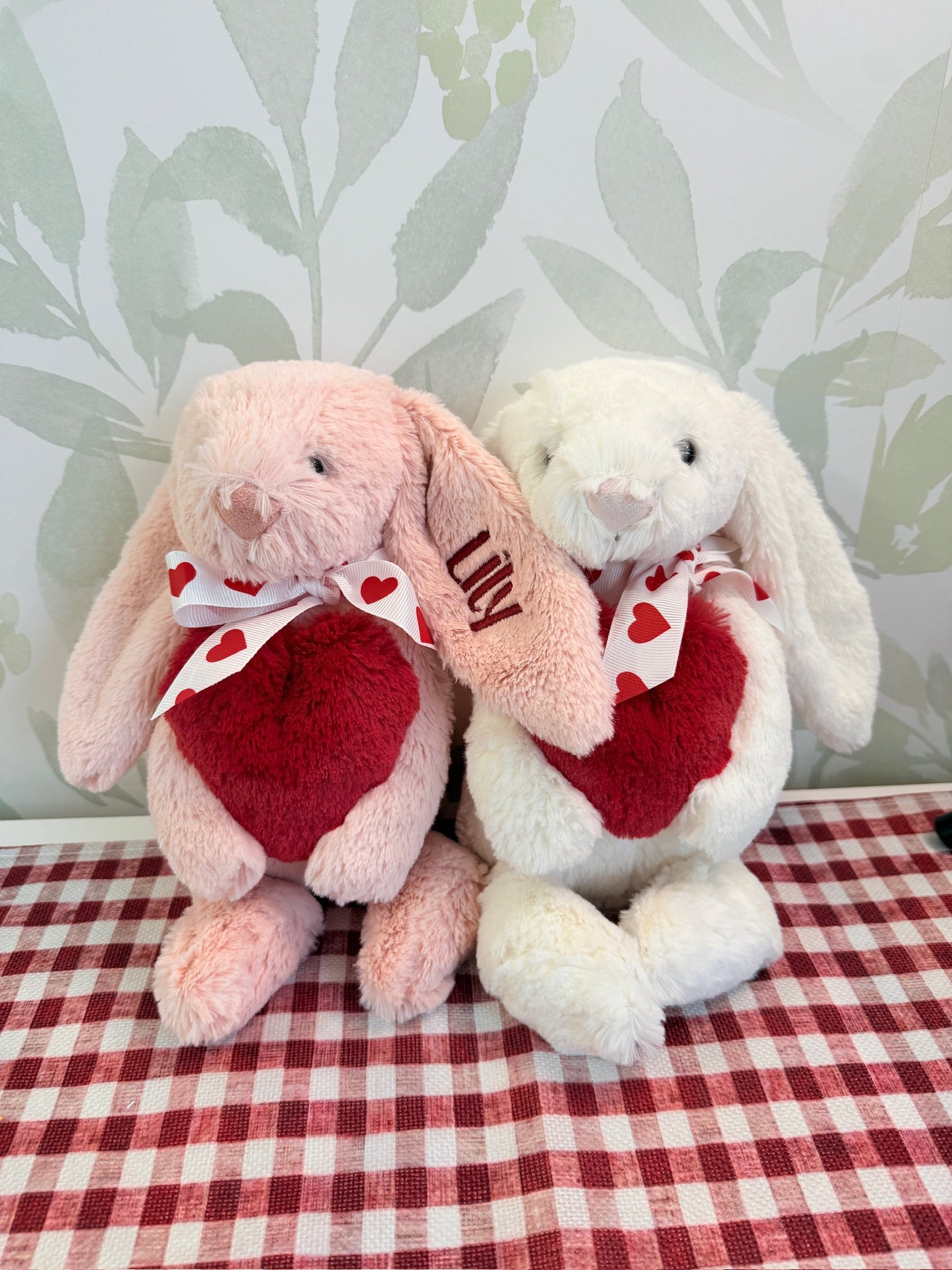 Custom Embroidered Valentine's Plush Bunny