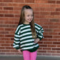 Green Striped Crewneck Sweatshirt - Optional Custom Embroidery