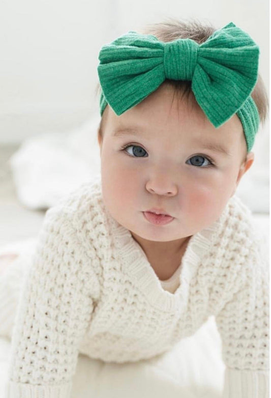 Emerald Ribbed Bow Headband