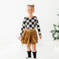 Checkered Bow | CROPPED Bow Back Long Sleeve Top