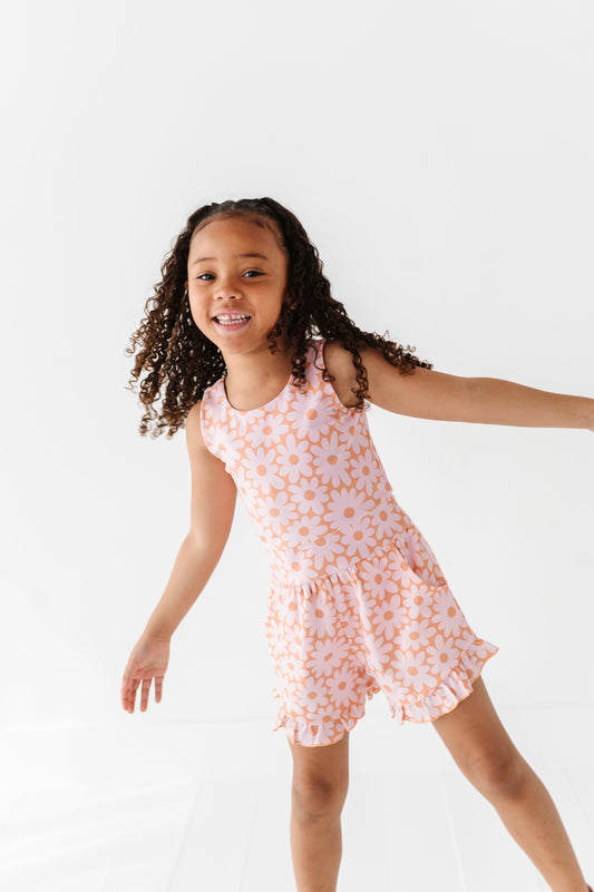 Coral Floral | Ruffle Romper