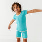 TURQUOISE | Tee + Biker Shorts RIB SET