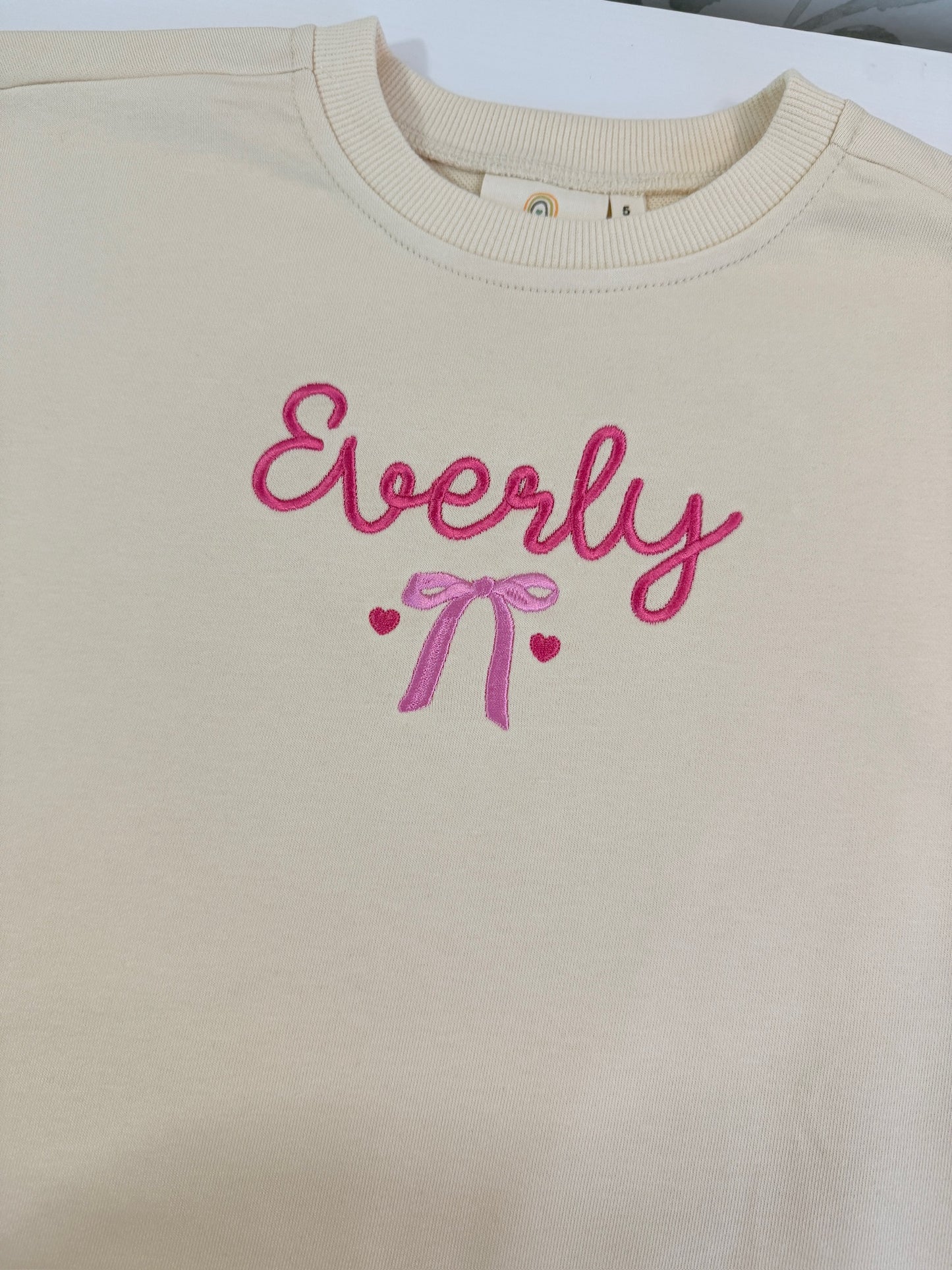 Custom Embroidered Scalloped Set - Cream