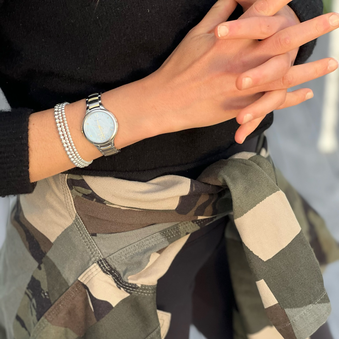 433 Silver Bead Bracelet Stack