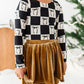 Checkered Bow | CROPPED Bow Back Long Sleeve Top