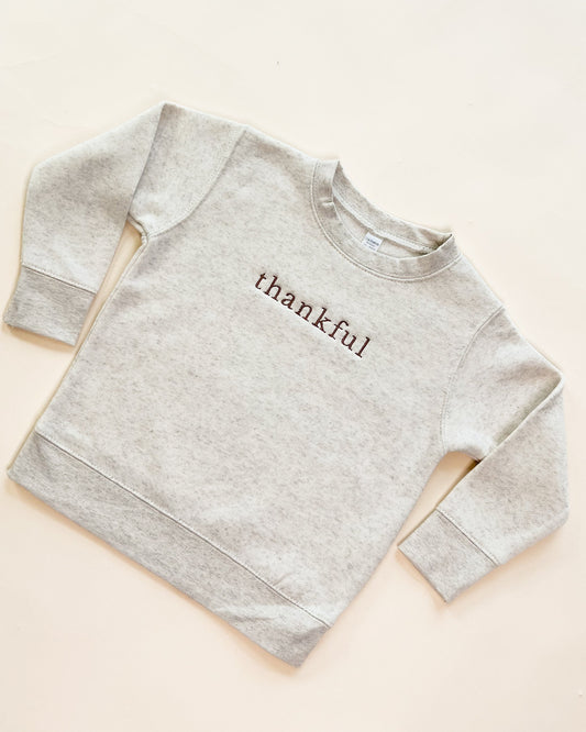 Thankful Embroidered Original Child Sweatshirt
