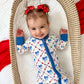 Red White & Bows Bamboo Zippy Romper