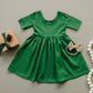 Custom Embroidered Organic Cotton Christmas Twirl Dress - Red or Green