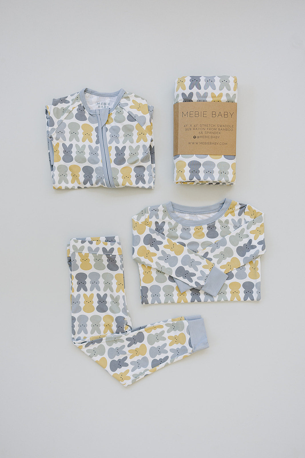 Dusty Blue Bunny Bamboo Stretch Swaddle