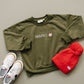 Custom Embroidered Christmas Crewneck or Sweatshirt Romper - Olive Green