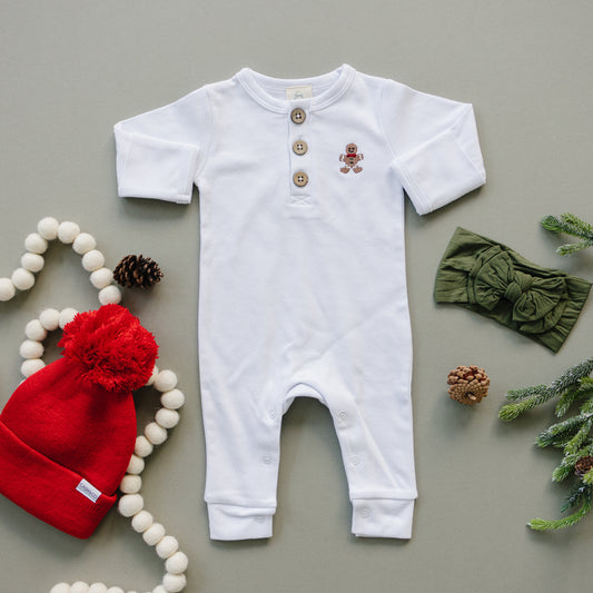 Henley-Strampler aus Bio-Baumwolle mit Weihnachtsstickerei