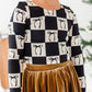 Checkered Bow | CROPPED Bow Back Long Sleeve Top