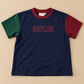 Custom Embroidered Oversized Colorblock Tee - Navy, Maroon & Green