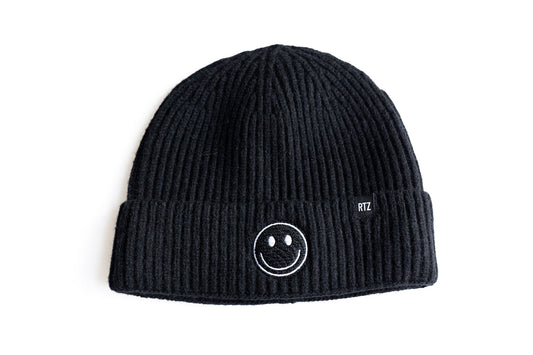 Black Smiley Beanie