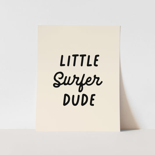 {Black} Little Surfer Dude Art Print